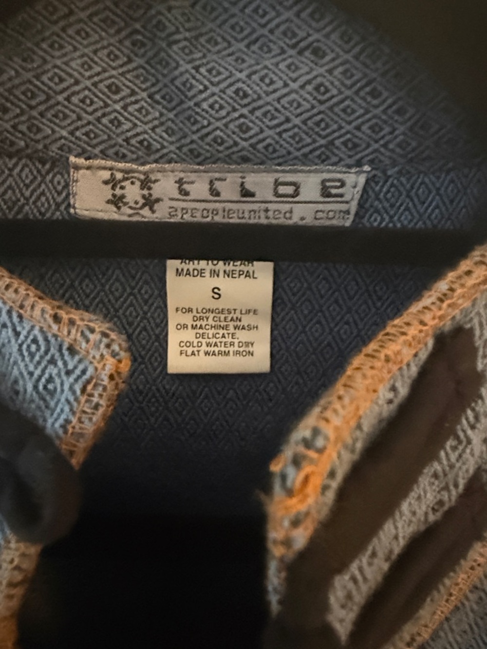 Tribe Light Blue Textured Jacket with Black Trim. Size Small w/pockets - Picture 2 of 6